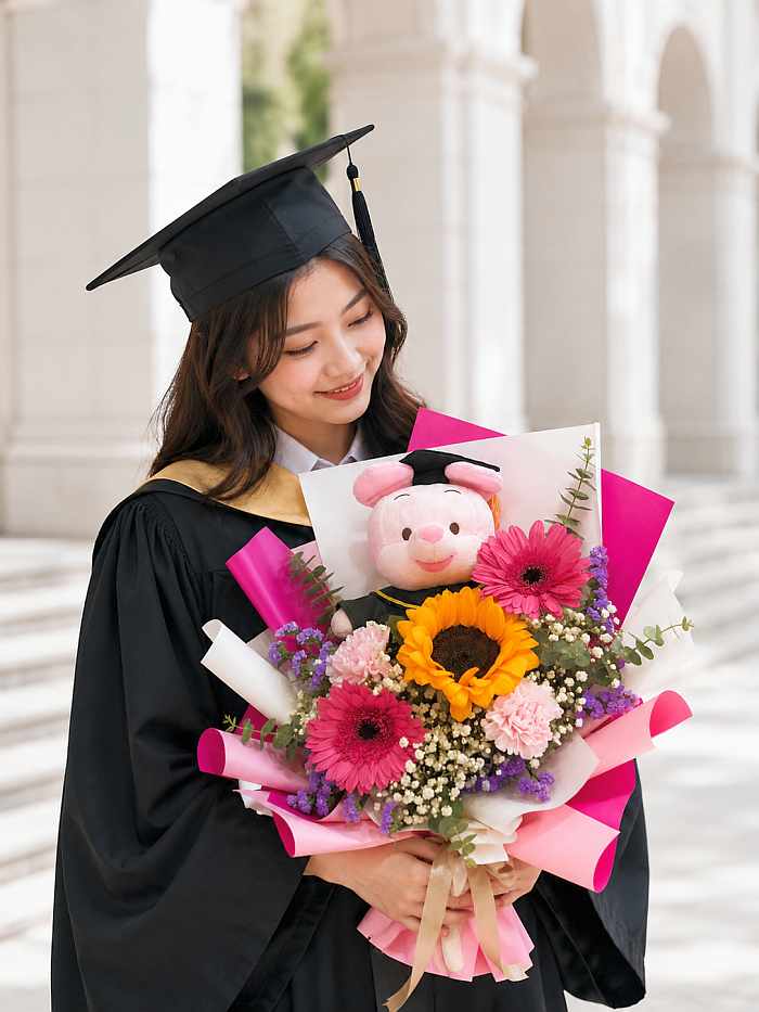 Pink Piglet Graduation Blooms